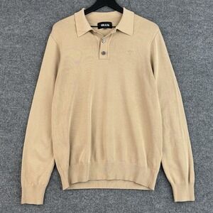 SER.O.YA Tico Polo Sweater Mens Size XXL Beige Knit Rayon Long Sleeve Logo